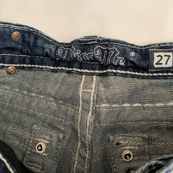 Miss Me Easy Cropped Jeans Size 27 JE5380EC4 Embellished Pockets Cuffed Hem - Picture 9 of 11